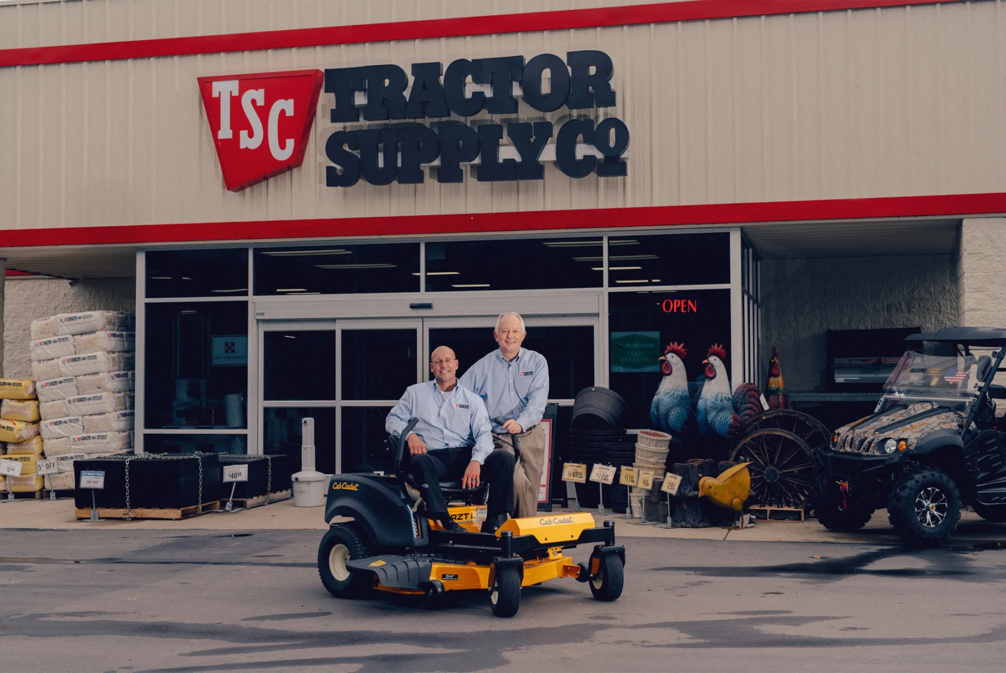 (From left) Tractor Supply President&nbsp;Steve Barbarick and CEO&nbsp;Gregory Sandfort at a store in College Grove, Tenn.