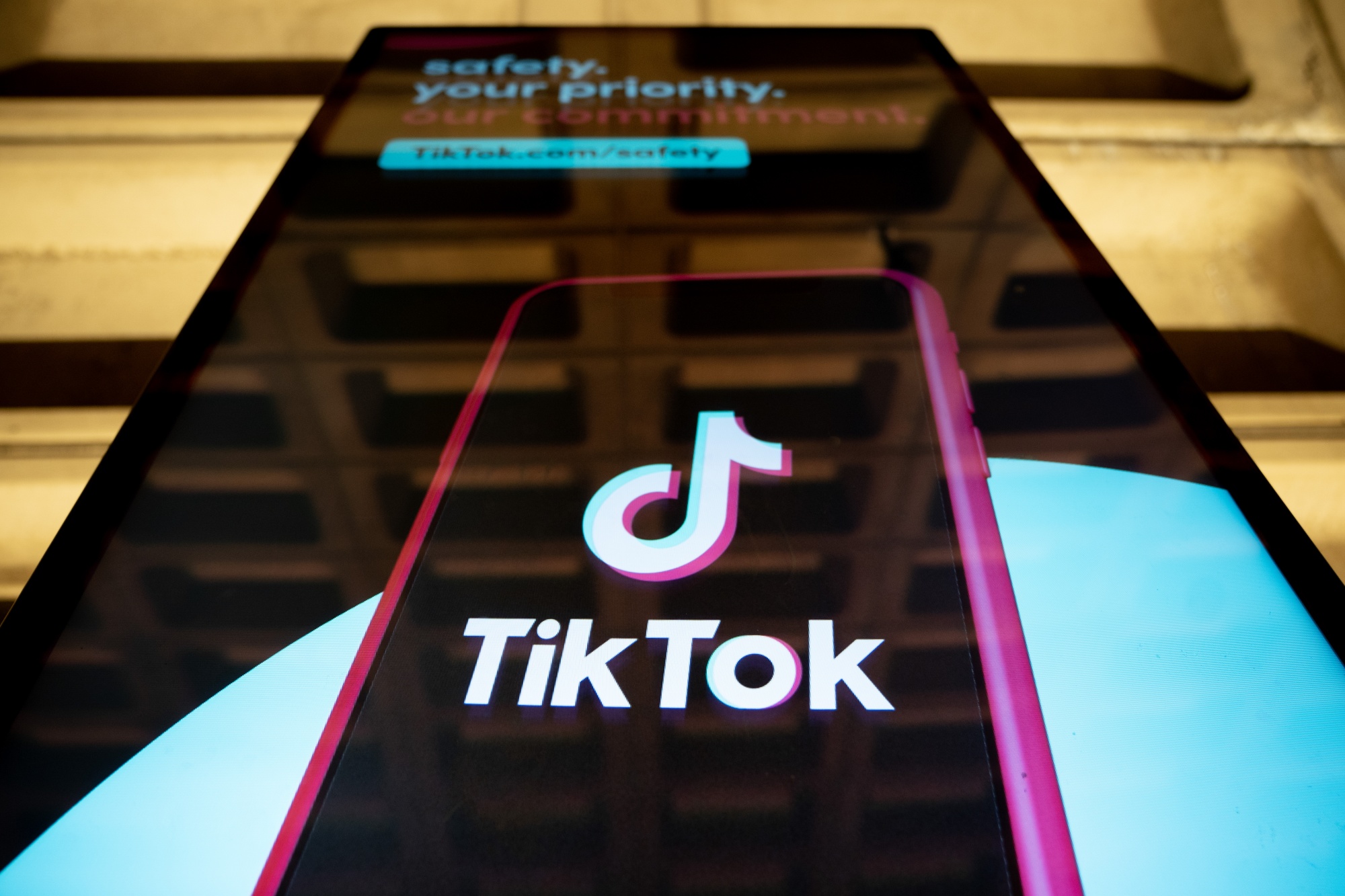 A TikTok advertisement at a Metro station in Washington, DC.