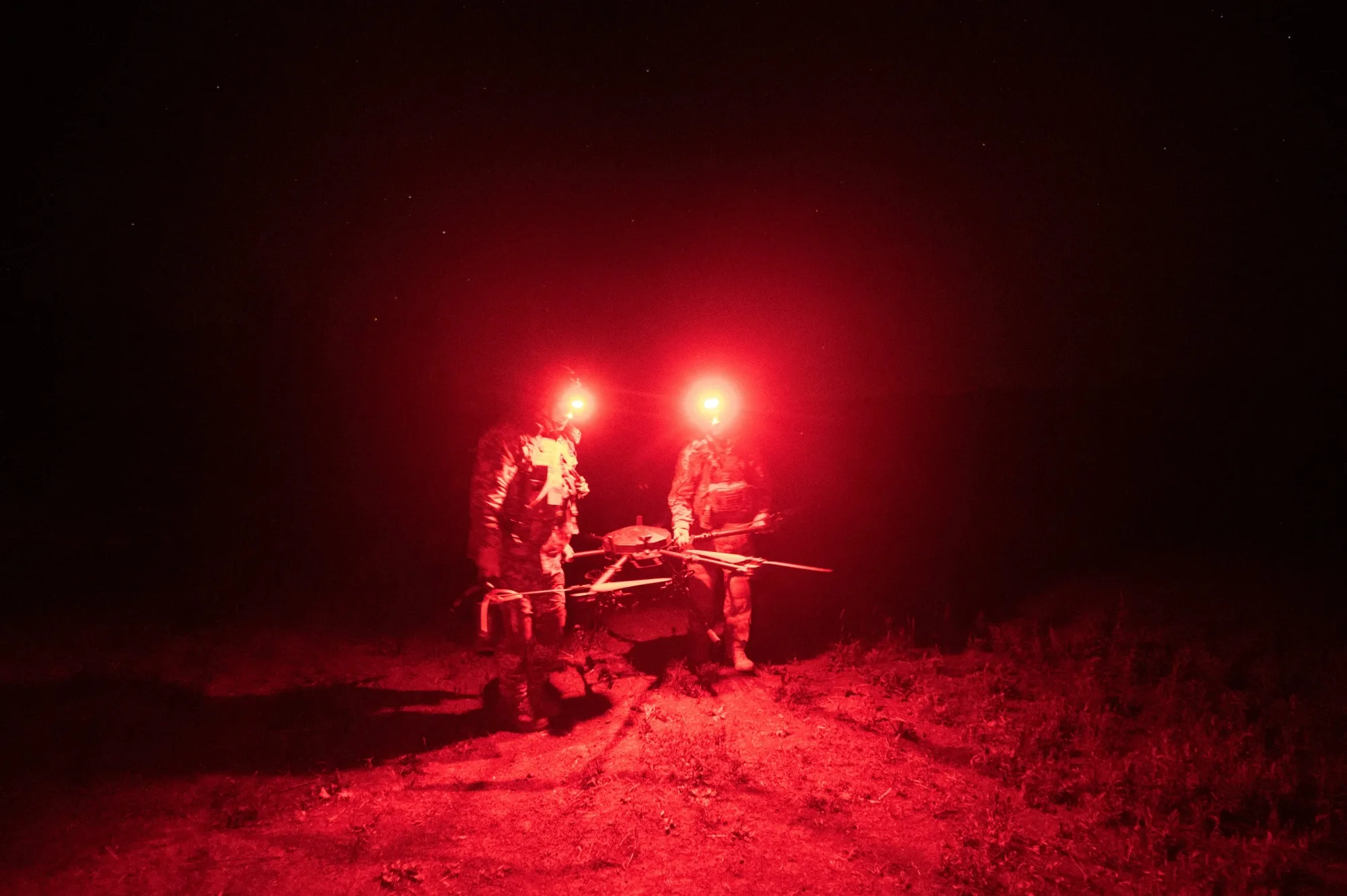 Ukrainian drone operators on the front line in Donetsk region.