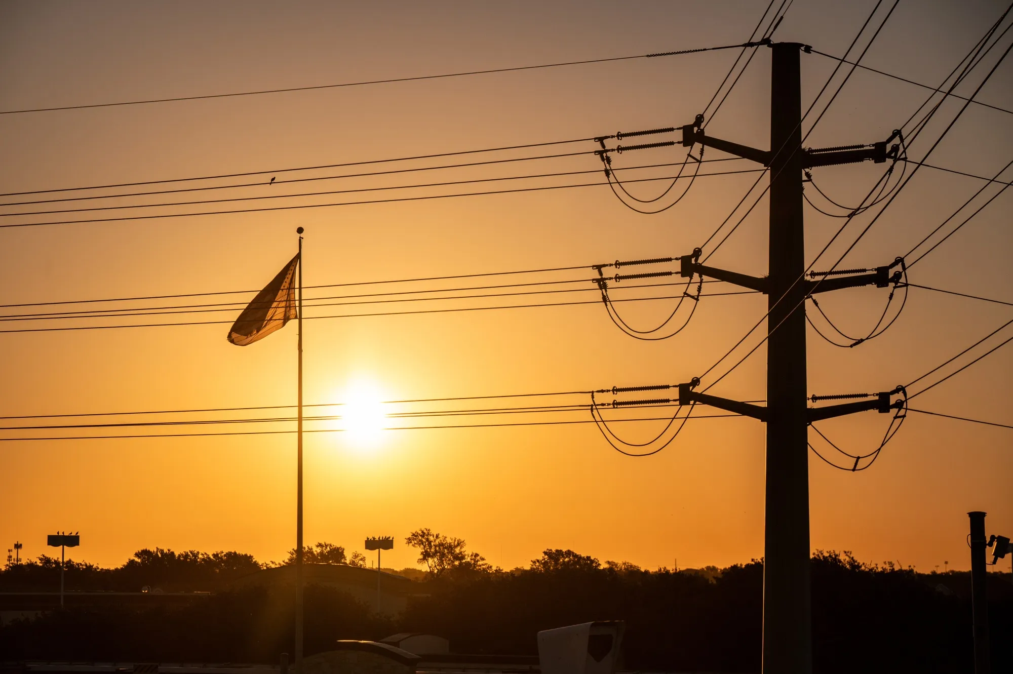 Power lines in Austin, Texas, US.