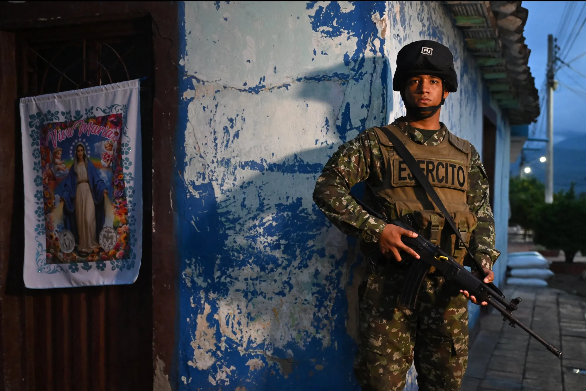 A Colombian soldier patrols near the border with Venezuela in Cucuta, Colombia on Jan. 6.