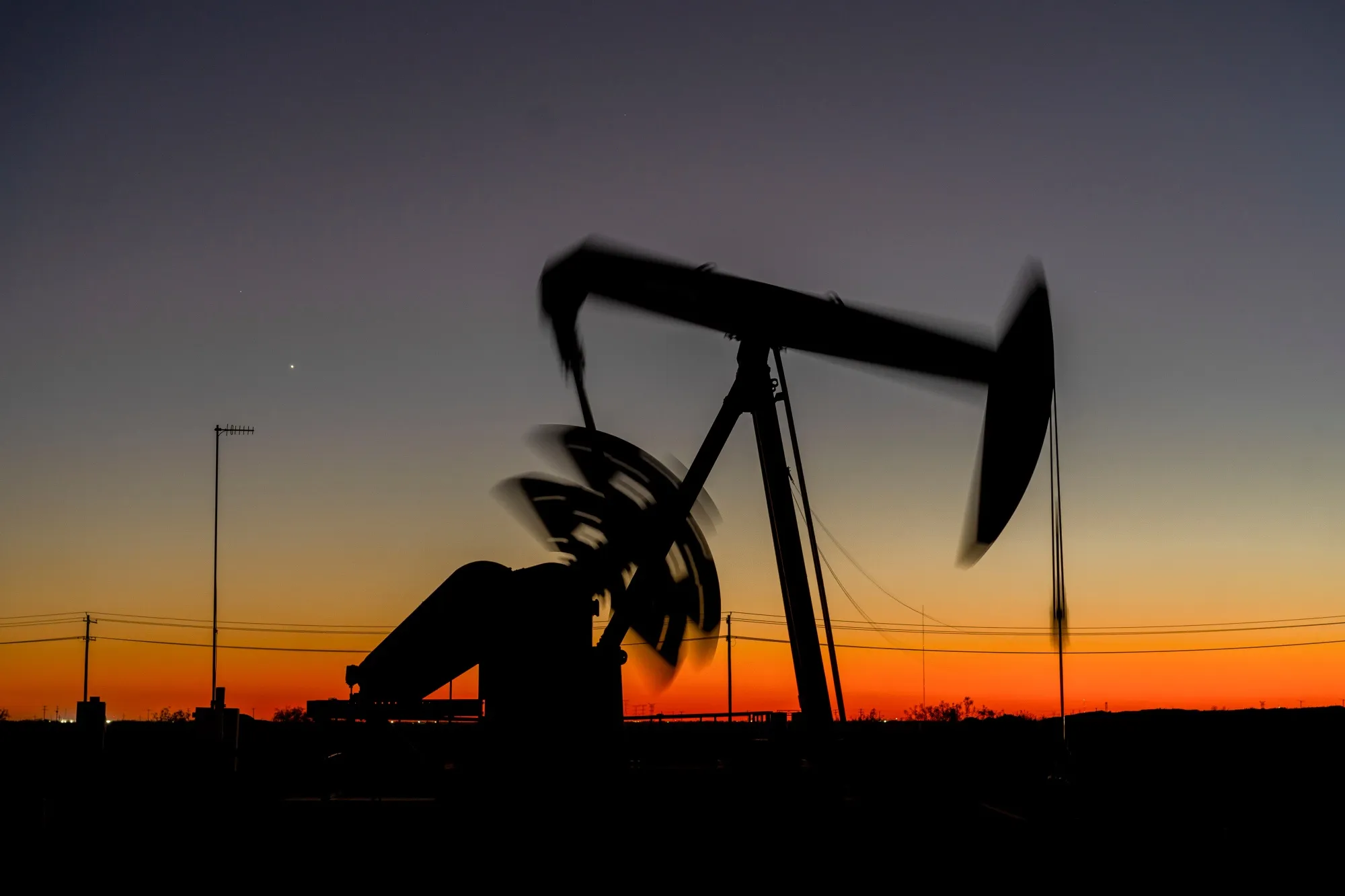 An oil field in the Permian Basin in Texas.