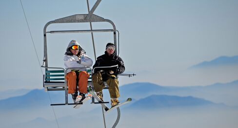 Ascending a mountain at El Colorado ski center.