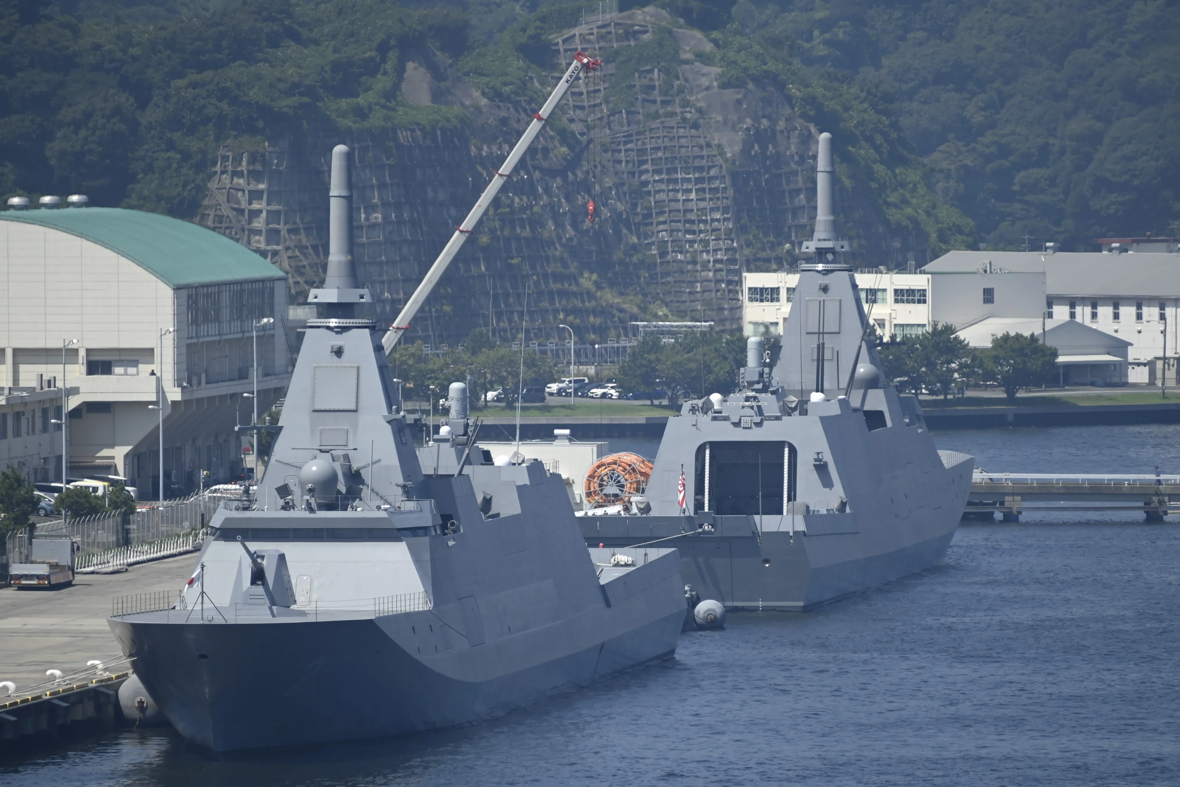 Mogami-class frigates at the JMSDF naval base in Yokosuka, Japan.