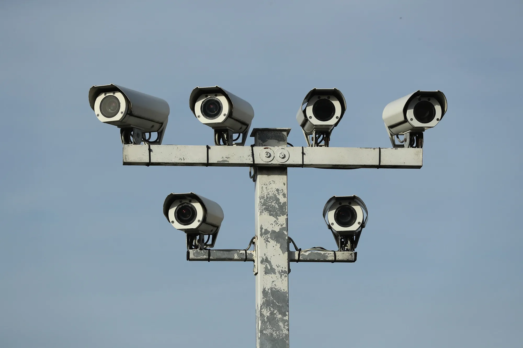 Surveillance cameras at a petrol station near Gotha, Germany in 2017.