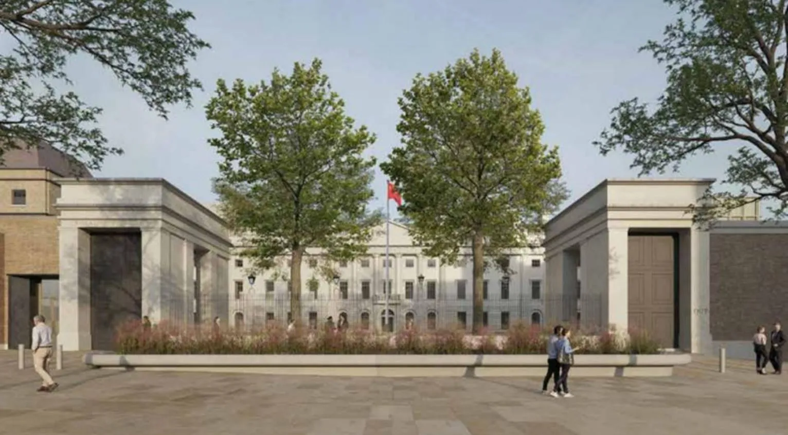 Artist’s illustration of the proposed frontage of the Chinese Embassy in east London.