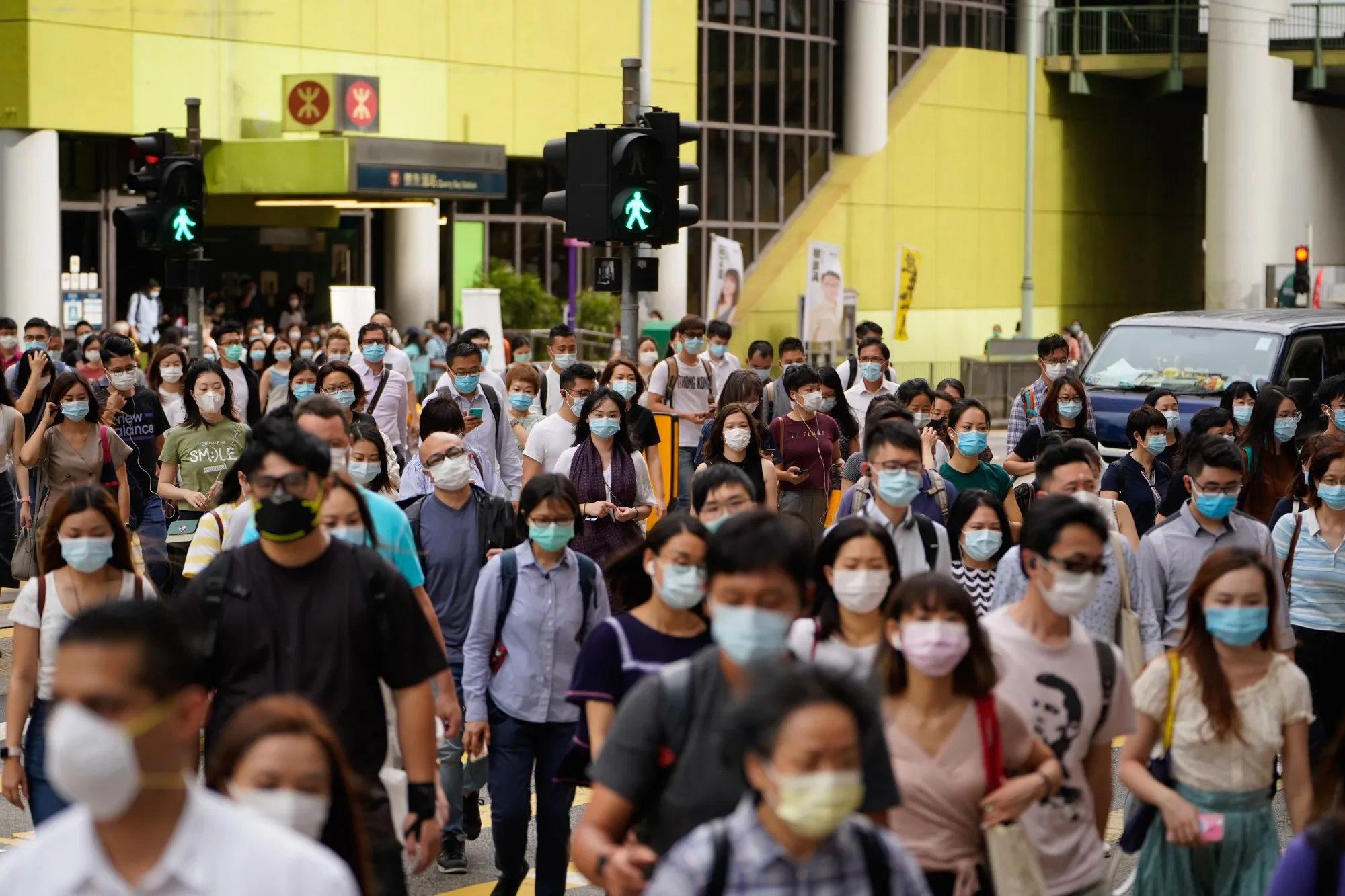 Pedestrians&nbsp;in Hong Kong, July 10.
