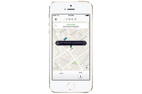 The interface for UberWine, in California wine country