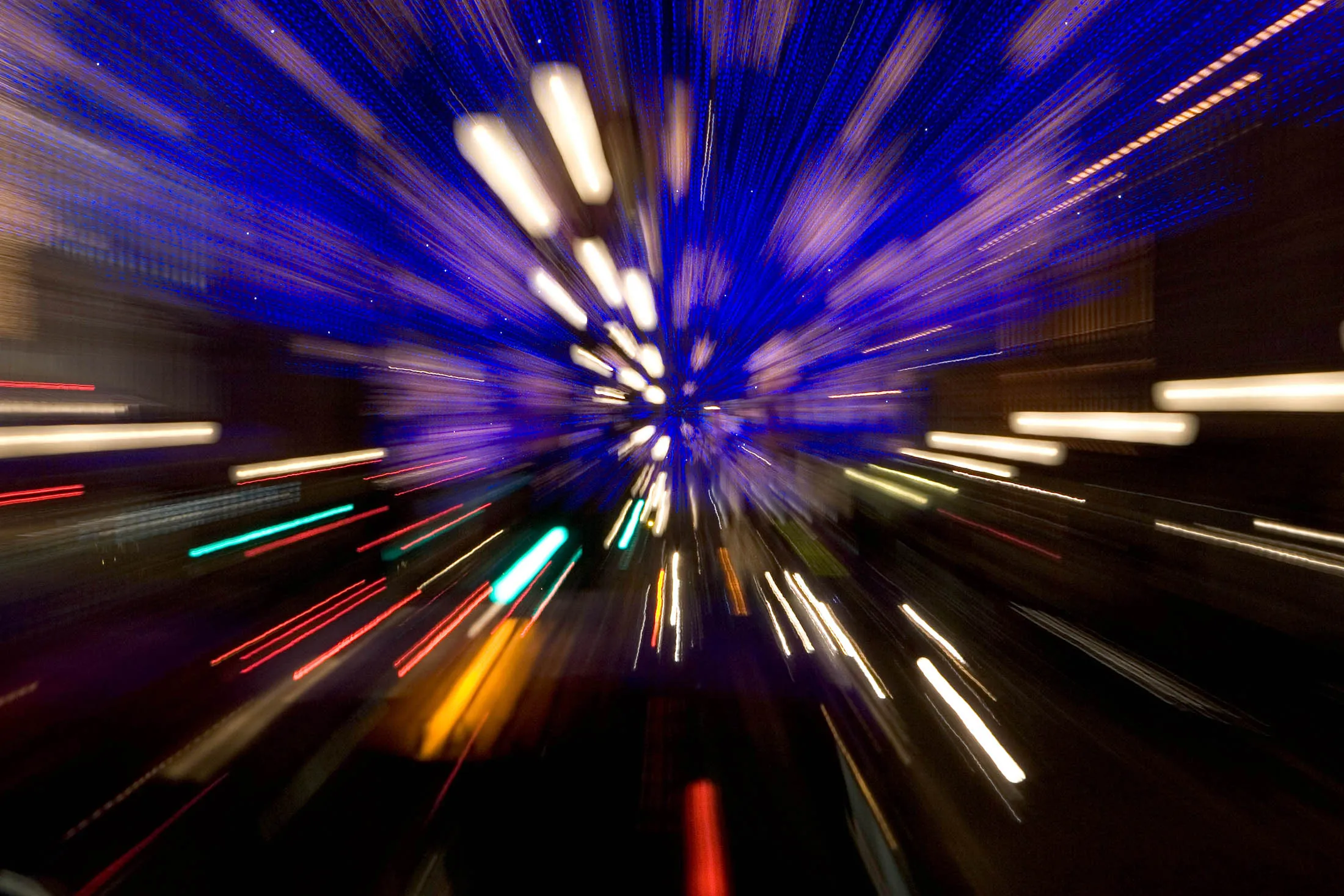 Blurred image of Christmas decorations and traffic in Regent Street, London, United Kingdom
