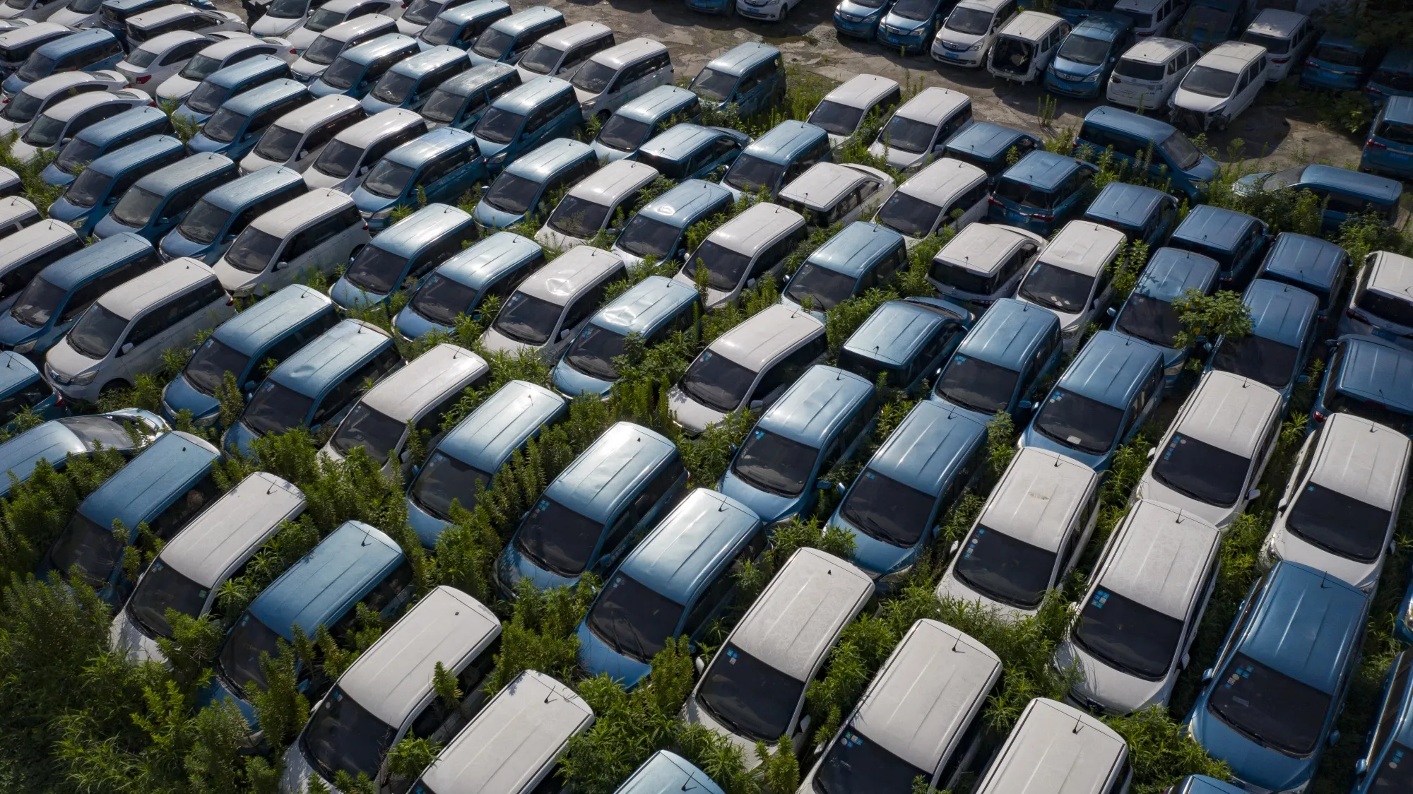 A lot of decommissioned electric vehicles in Hangzhou, China.