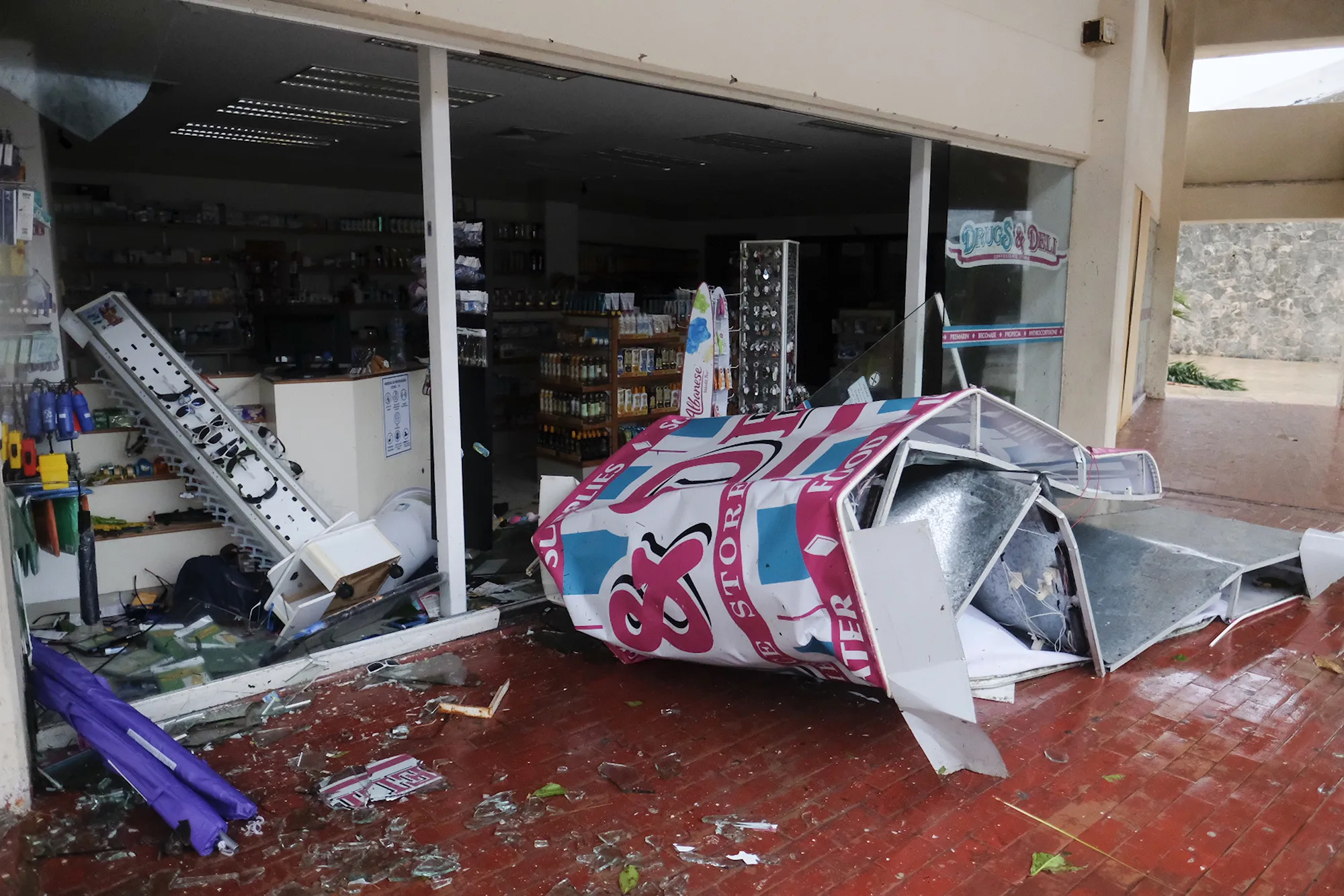 A shattered storefront after&nbsp;Hurricane Delta struck in&nbsp;Cancun, Mexico,&nbsp;on Oct. 7.&nbsp;