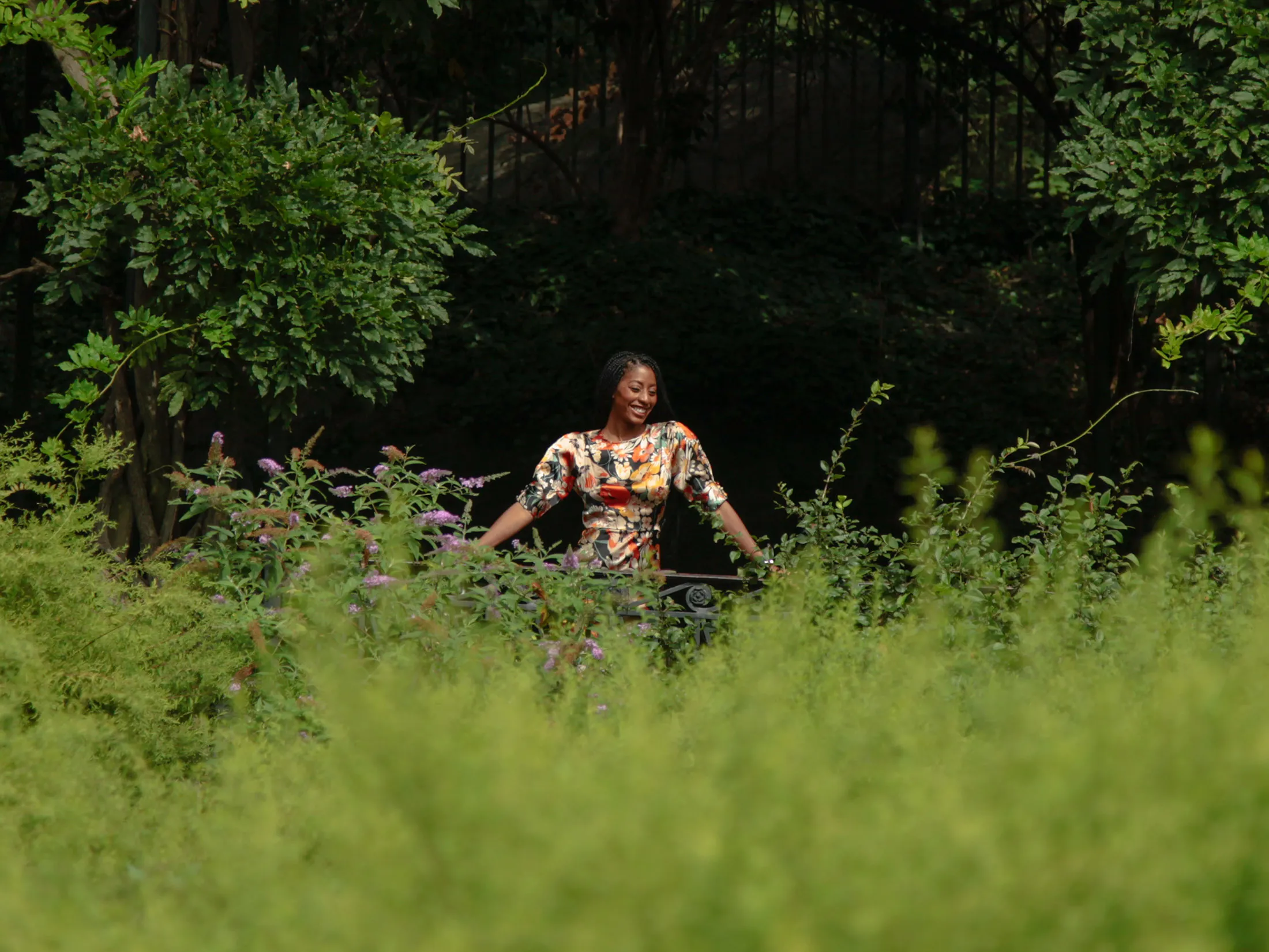 Lauren Napier photographed at the Conservatory Garden in New York’s Central Park on Aug. 31.
