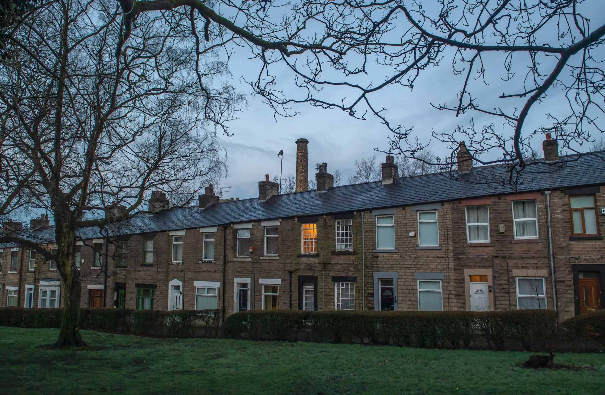 A light on at a home in&nbsp;Greater Manchester, UK.