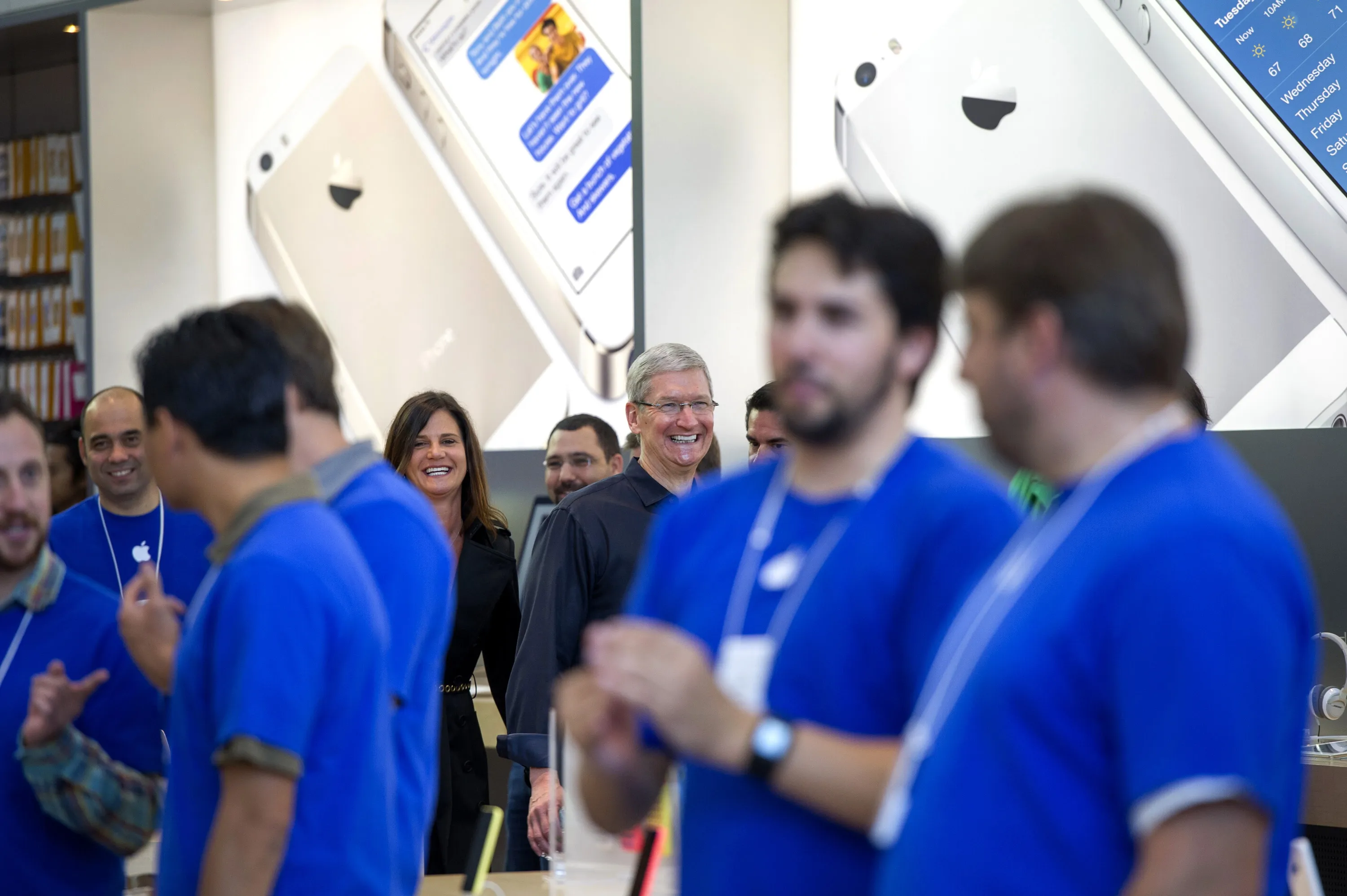 Tim Cook, chief executive officer of Apple Inc., at a store in Palo Alto, California.
