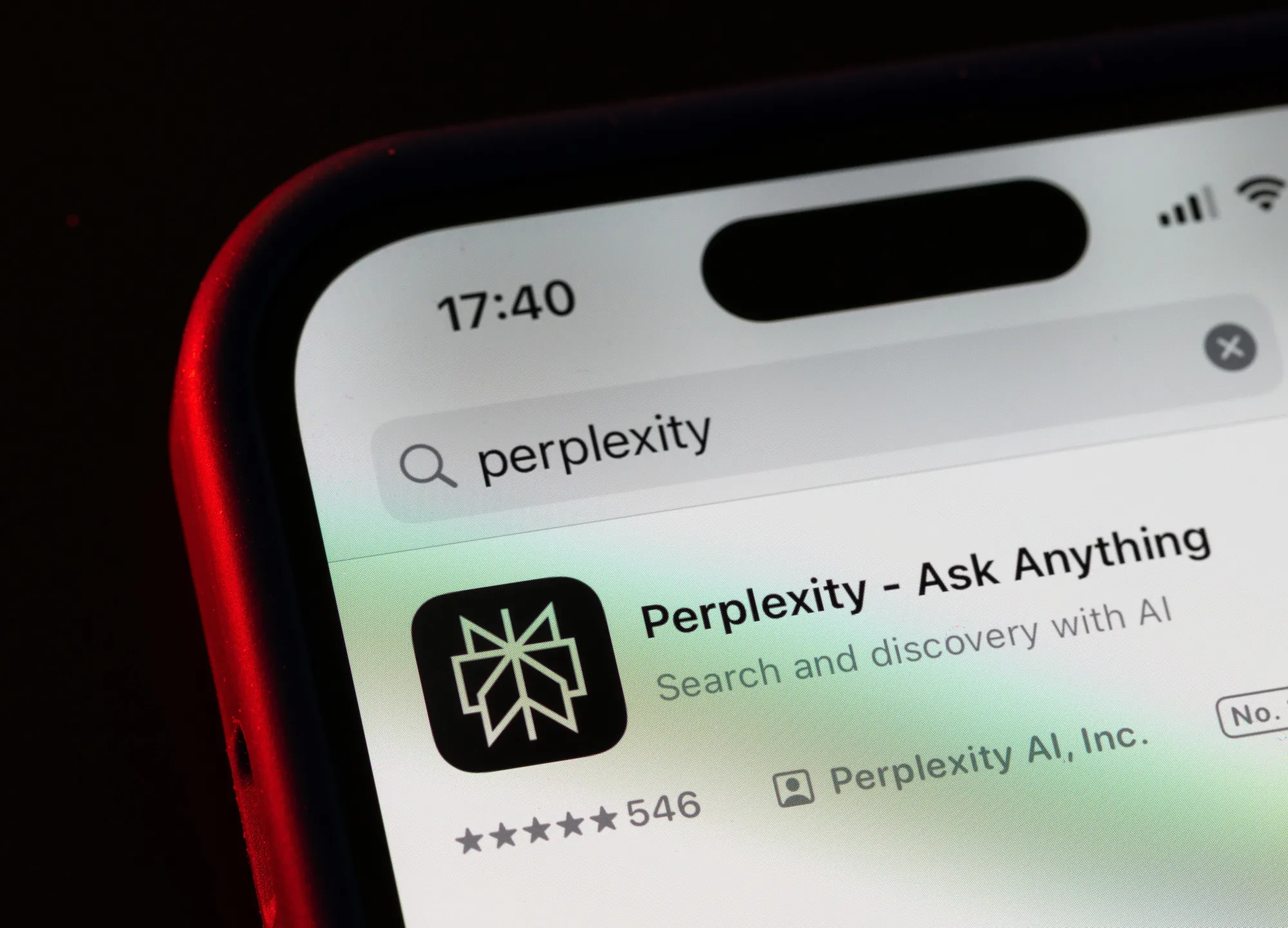 The Perplexity AI assistant app on a smartphone.