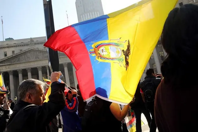 Protesters demonstrate in front of a United States courthouse against Chevron on Oct. 15, 2013 in New York