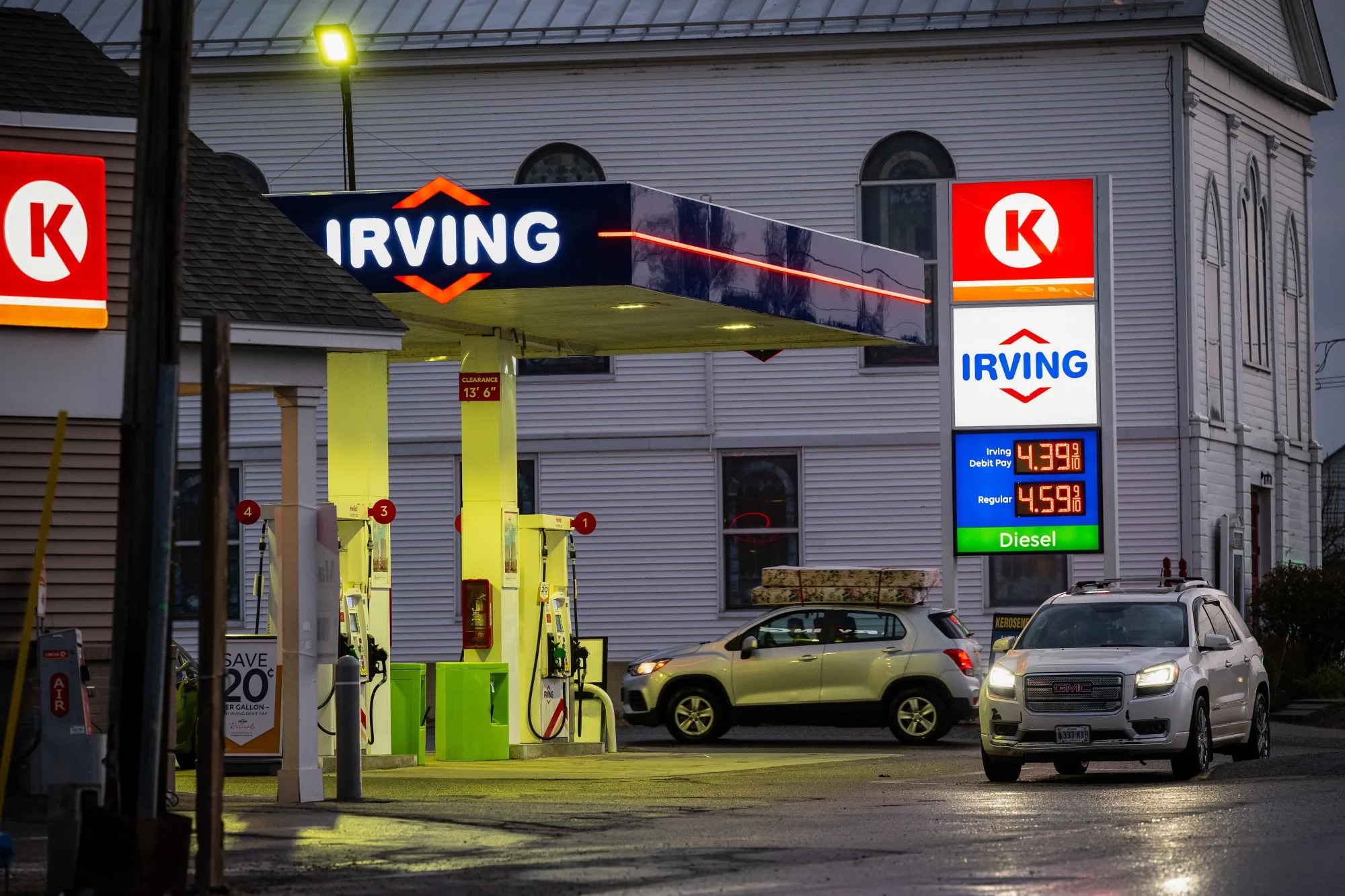 A Circle K shop and Irving gas station in Winthrop, Maine, US.