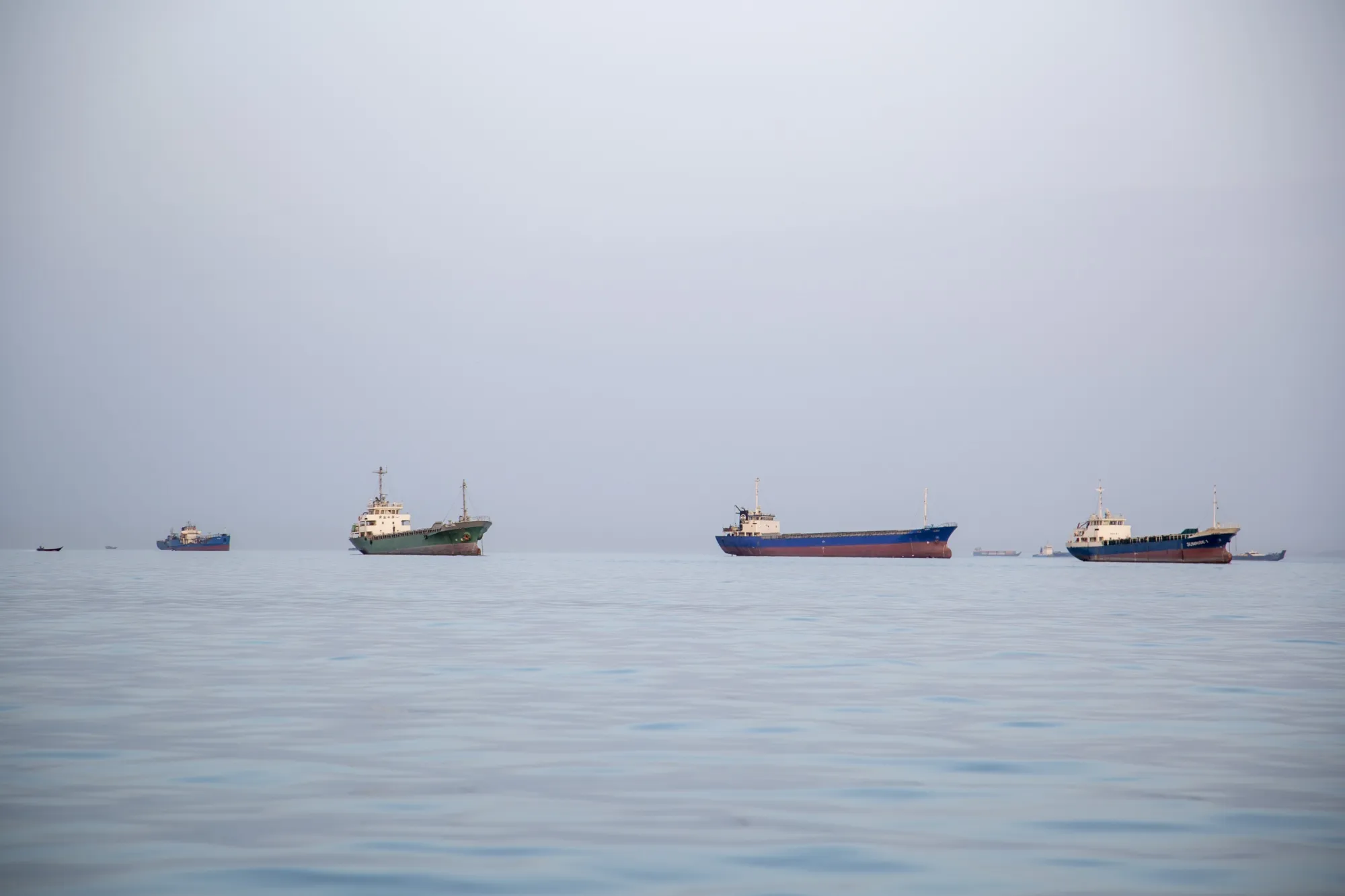BANDAR ABBAS, IRAN - APRIL 22: Ships are anchored near the shoreline on April 22, 2026 in Bandar Abbas, Iran.