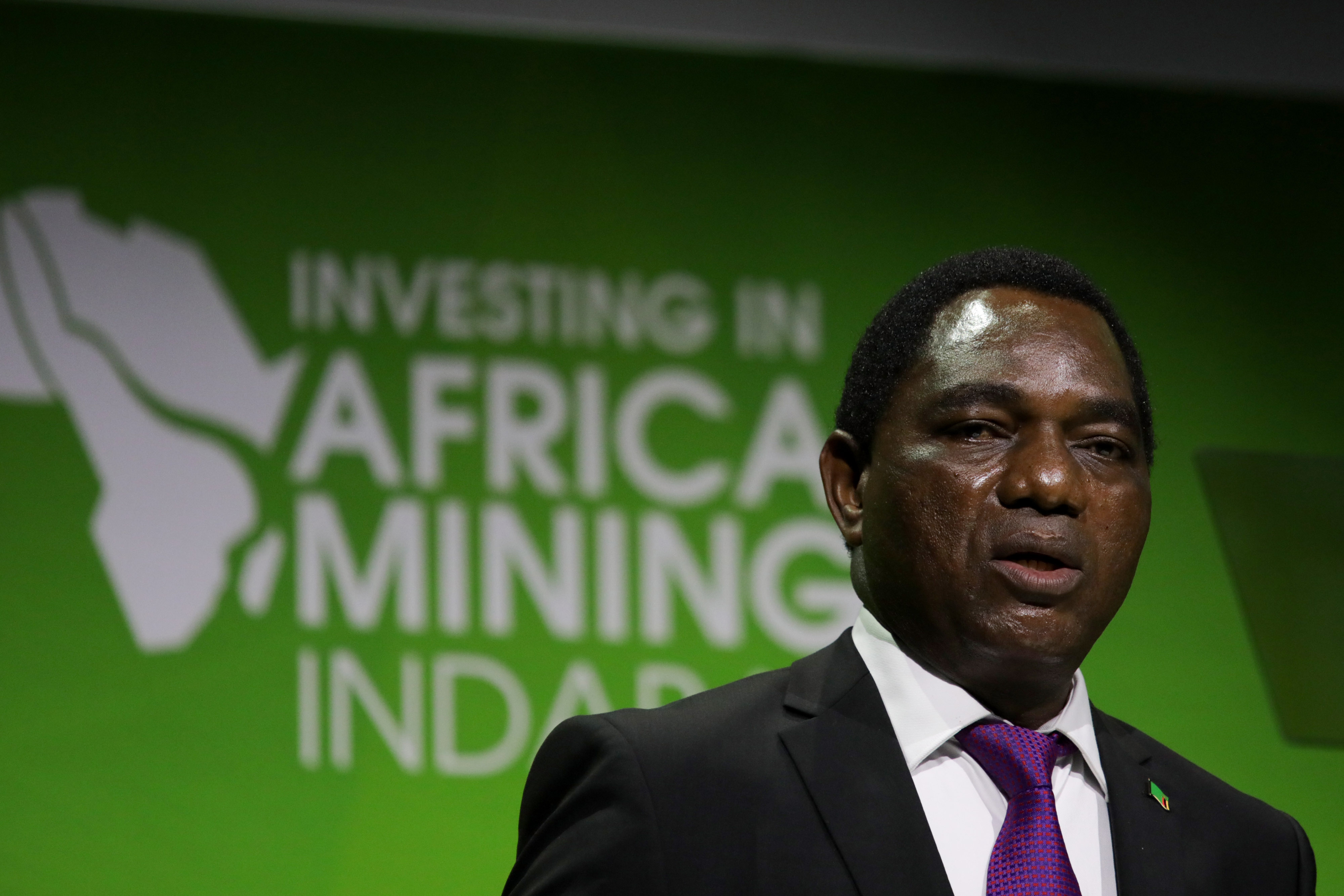 Zambian President Hakainde Hichilema speaks at the opening of the Investing in African Mining Indaba in Cape Town earlier this month.