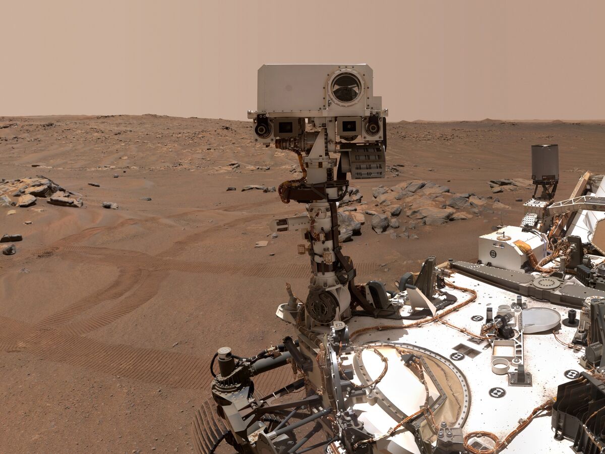 Mars rover selfie on red dust