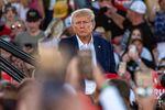 Trump exits the stage after speaking at a campaign event in Waco, Texas, on March 25.
