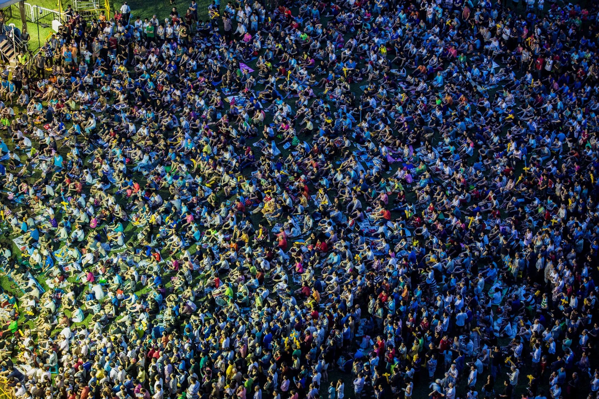 Supporters of the Worker's Party attend a campaign rally at Punggol Field Walk in Singapore.
