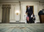 U.S. President Joe Biden departs after speaking in the State Dining Room of the White House in Washington, D.C., on Sept. 9, 2021.