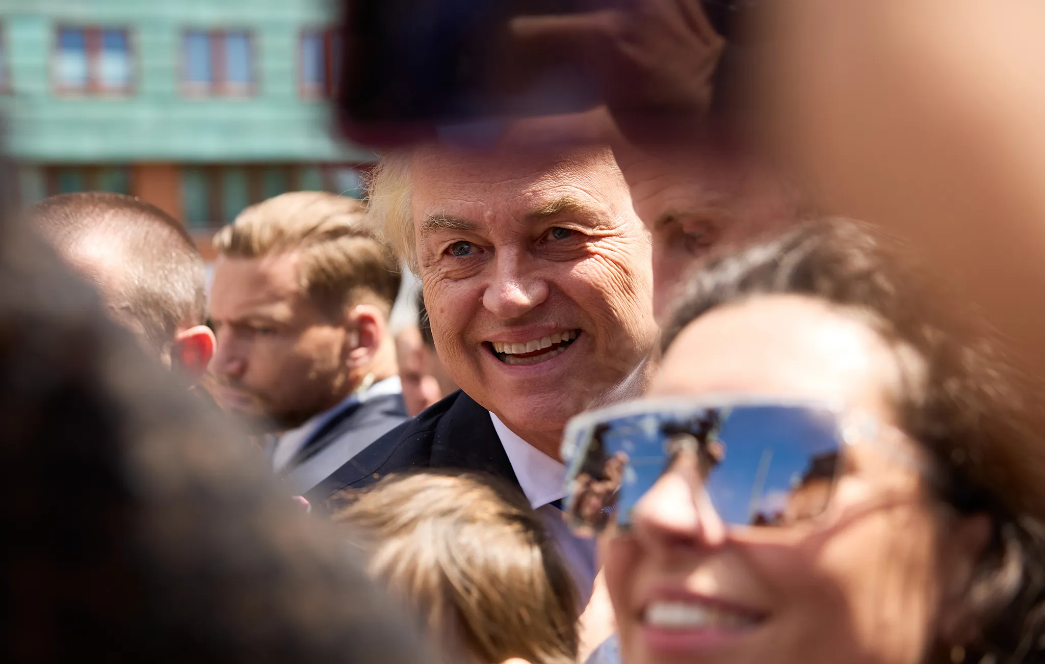 Geert Wilders, leader of the Freedom Party, campaigns ahead of the 2024 European elections, in The Hague, Netherlands.