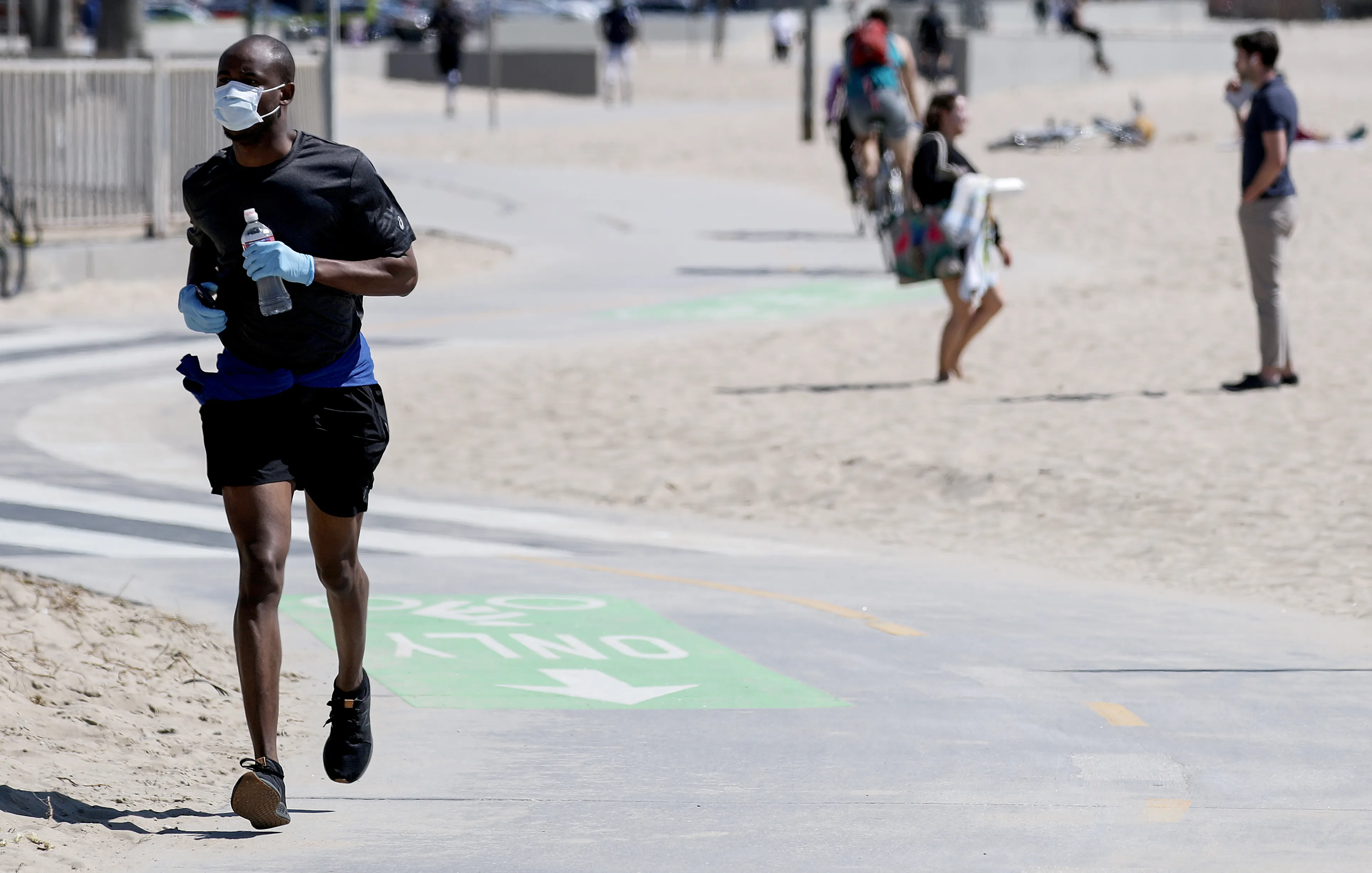 A socially distant runner.