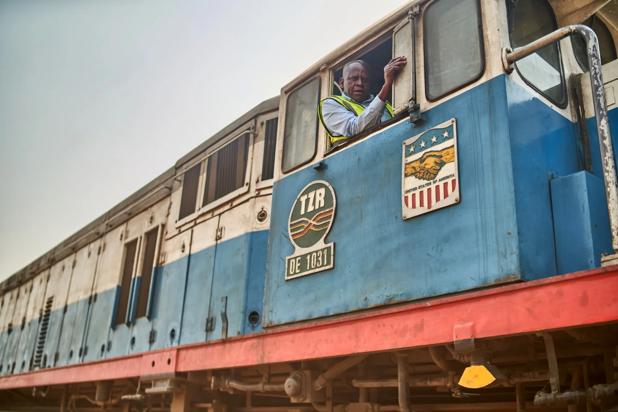 A locomotive driver in a Tanzania-Zambia Railway Authority&nbsp;train in Kapiri Mposhi, Zambia.