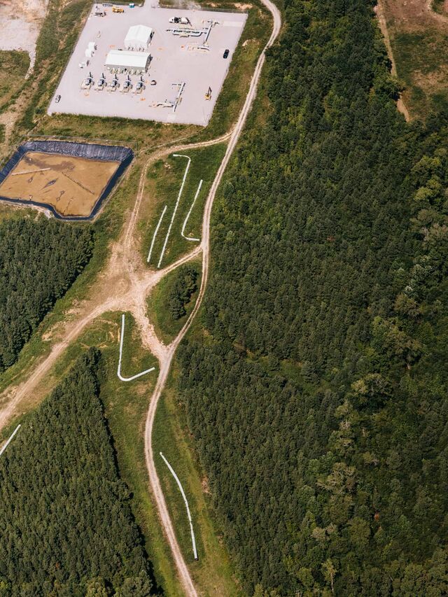 Mountain Valley Pipeline path in Chatham, Virginia