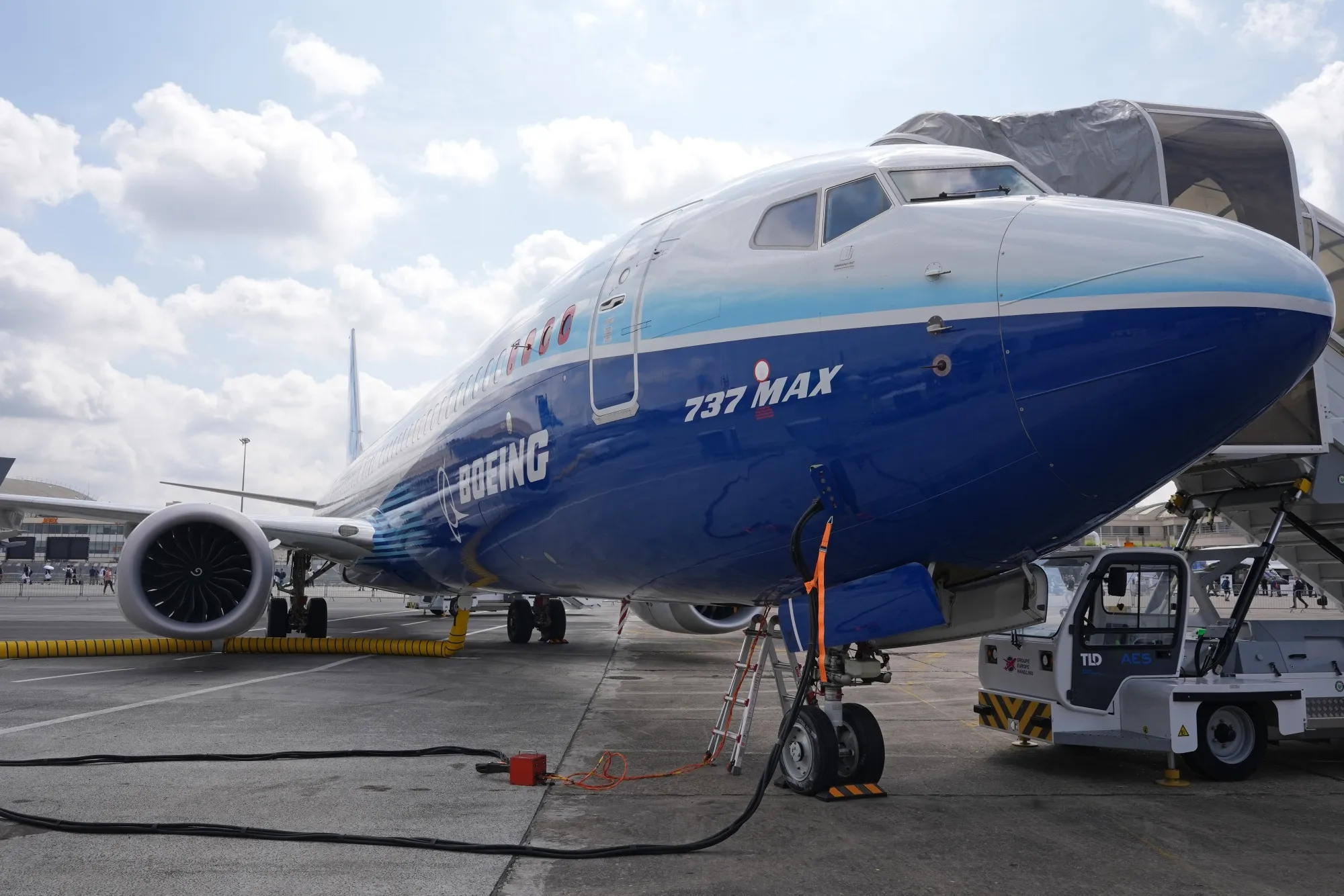 A&nbsp;Boeing 737 airliner at the Paris Air Show in Le Bourget, France.