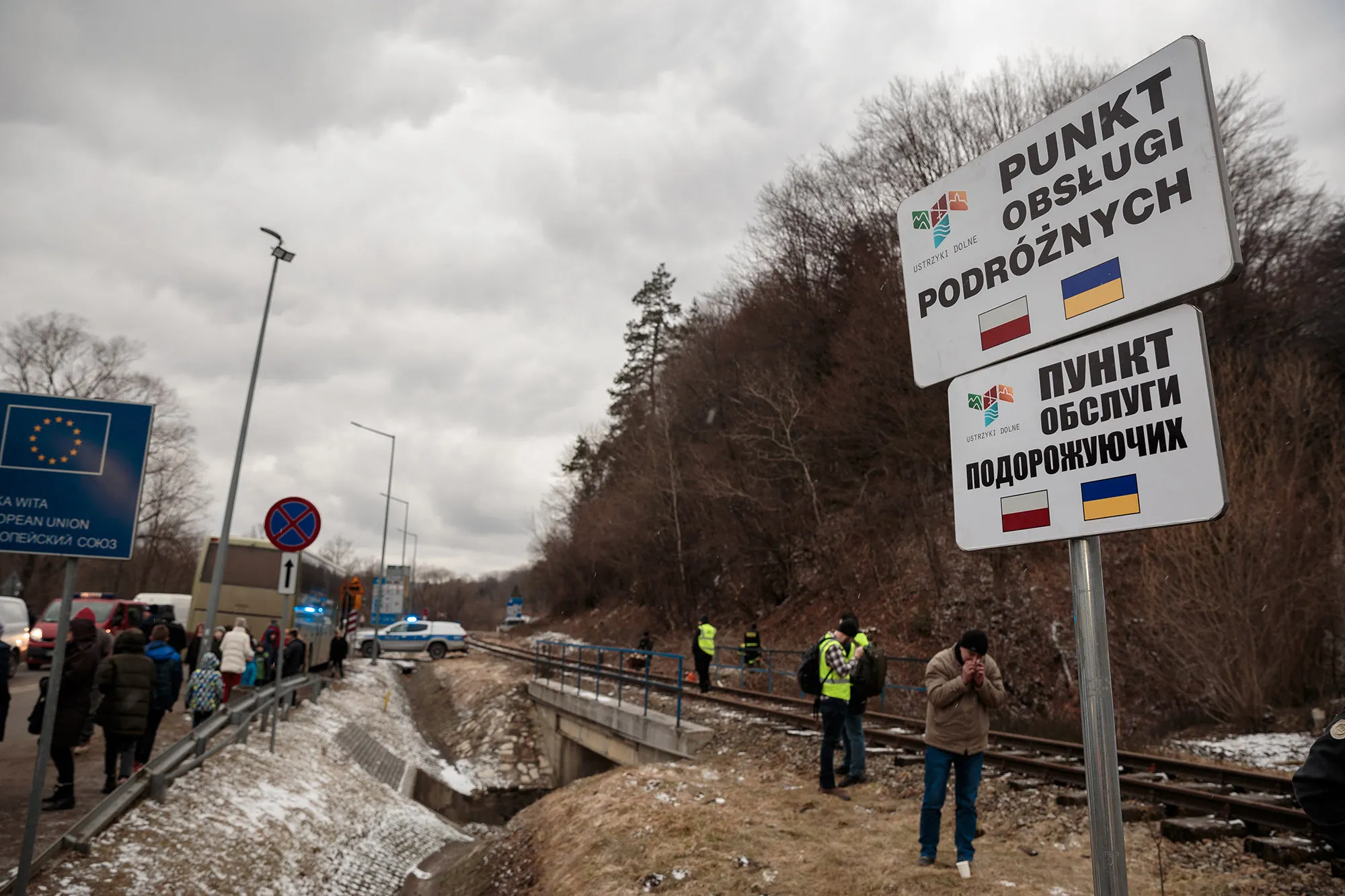 Ukrainians who have made the journey&nbsp;to&nbsp;the border in Kroscienko, Poland.&nbsp;