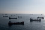 Vessels including those carrying grain from Ukraine anchored off the Istanbul coastline on Nov. 2.