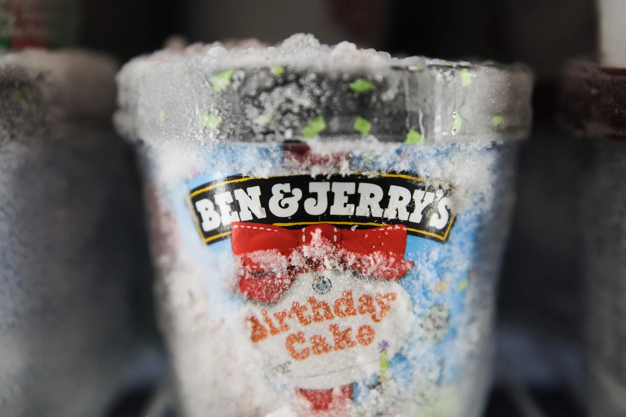 A tub of Ben and Jerry's ice cream.