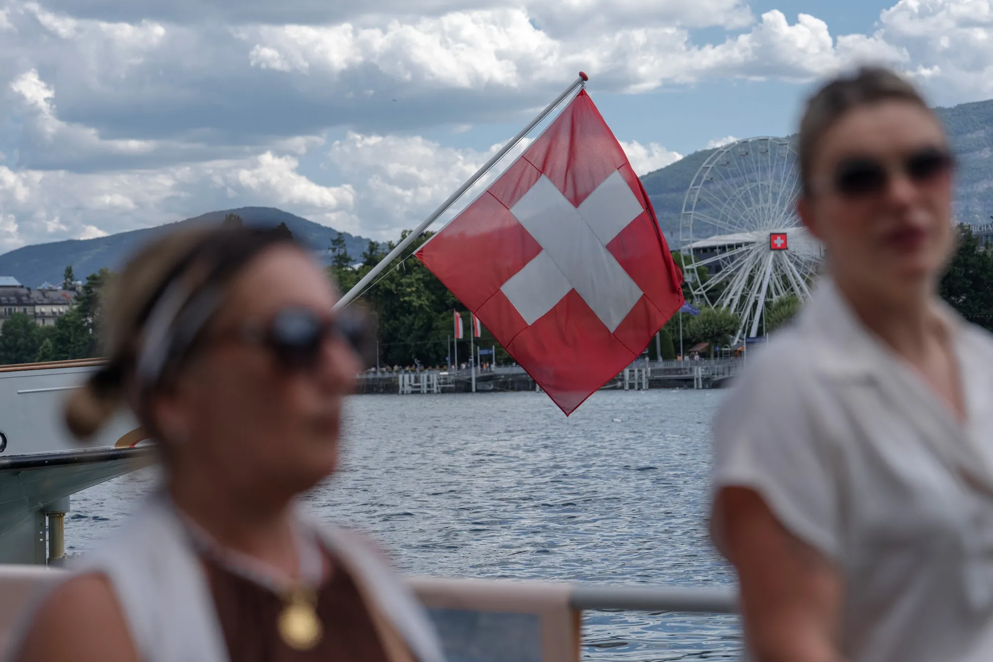 A Swiss national flag in Geneva.
