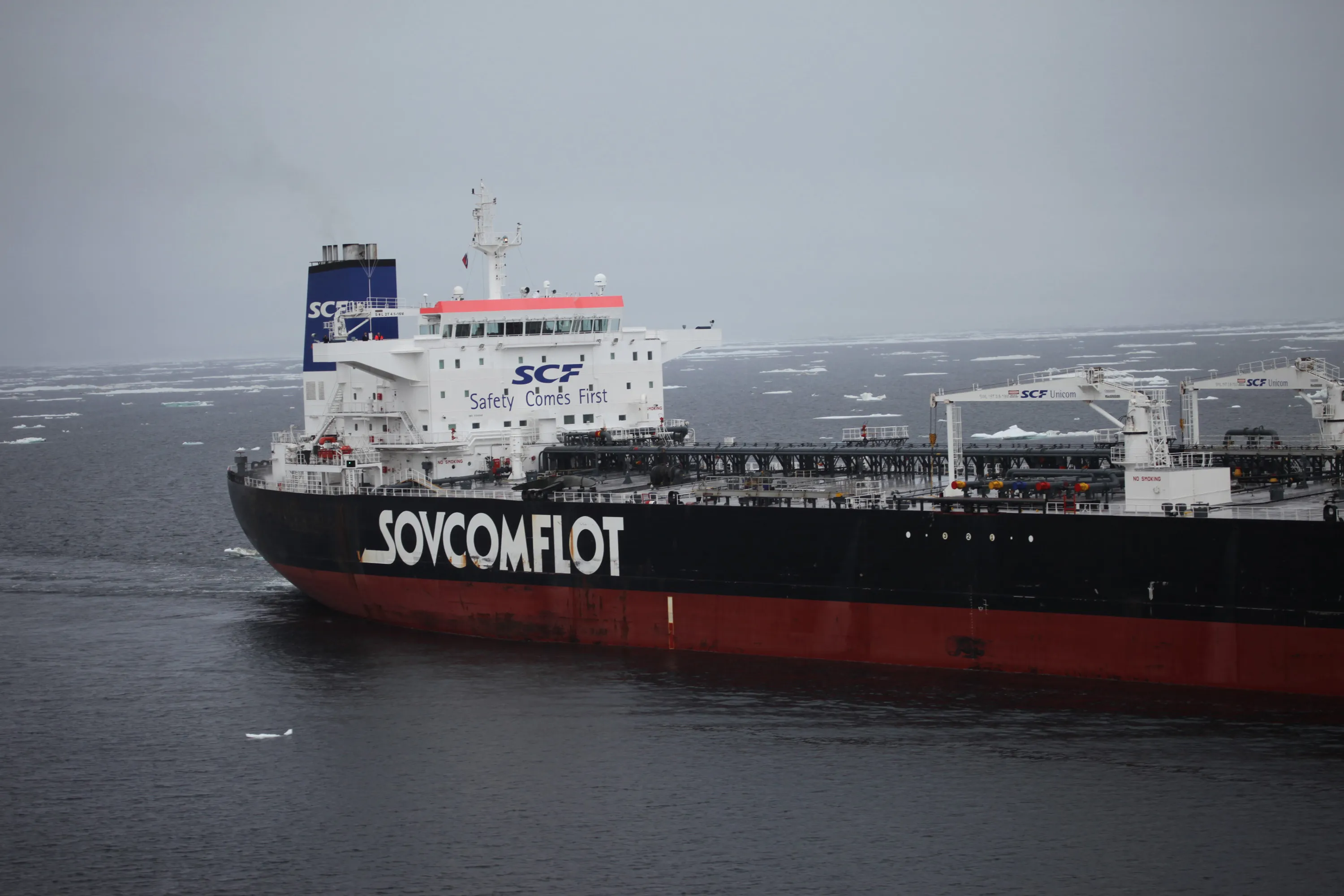 A Sovcomflot&nbsp;tanker. The company’s&nbsp;fleet is dominated by&nbsp;vessels servicing Russia’s Baltic and Black Sea ports.