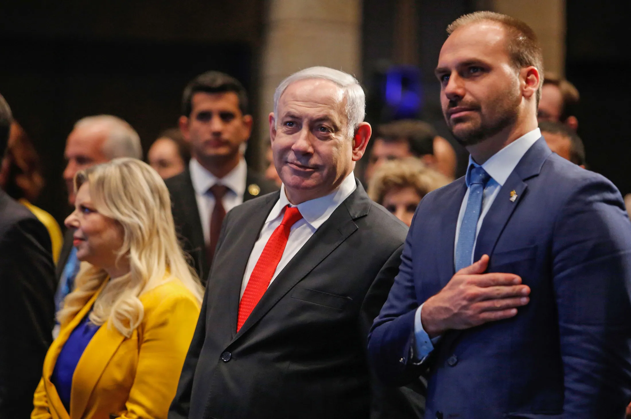 Benjamin Netanyahu and Eduardo Bolsonaro, right, in Jerusalem on Dec. 15.