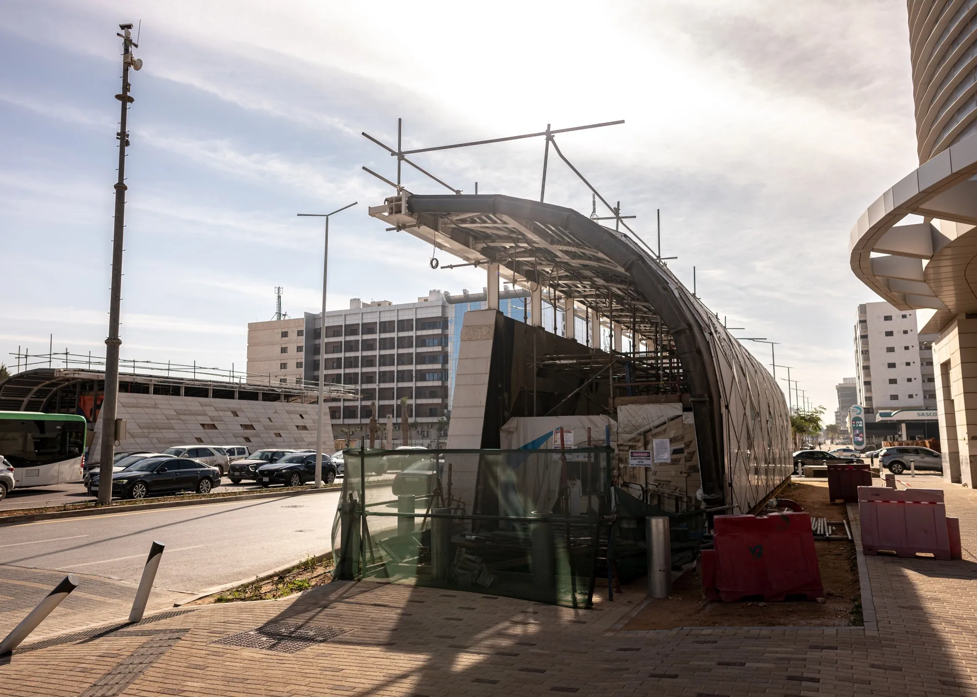 An under-construction tram station in Riyadh, Saudi Arabia.