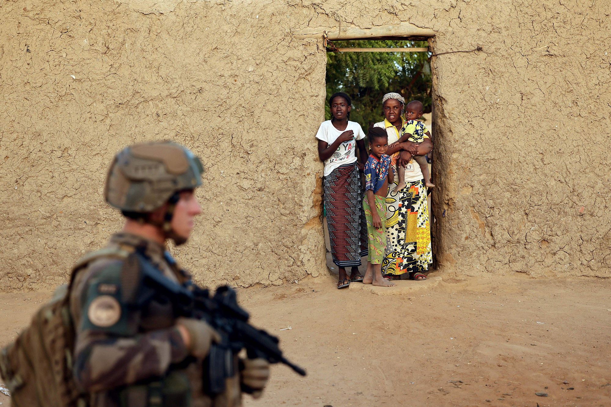 A French soldier patrols the streets of Gao, Mali.&nbsp;