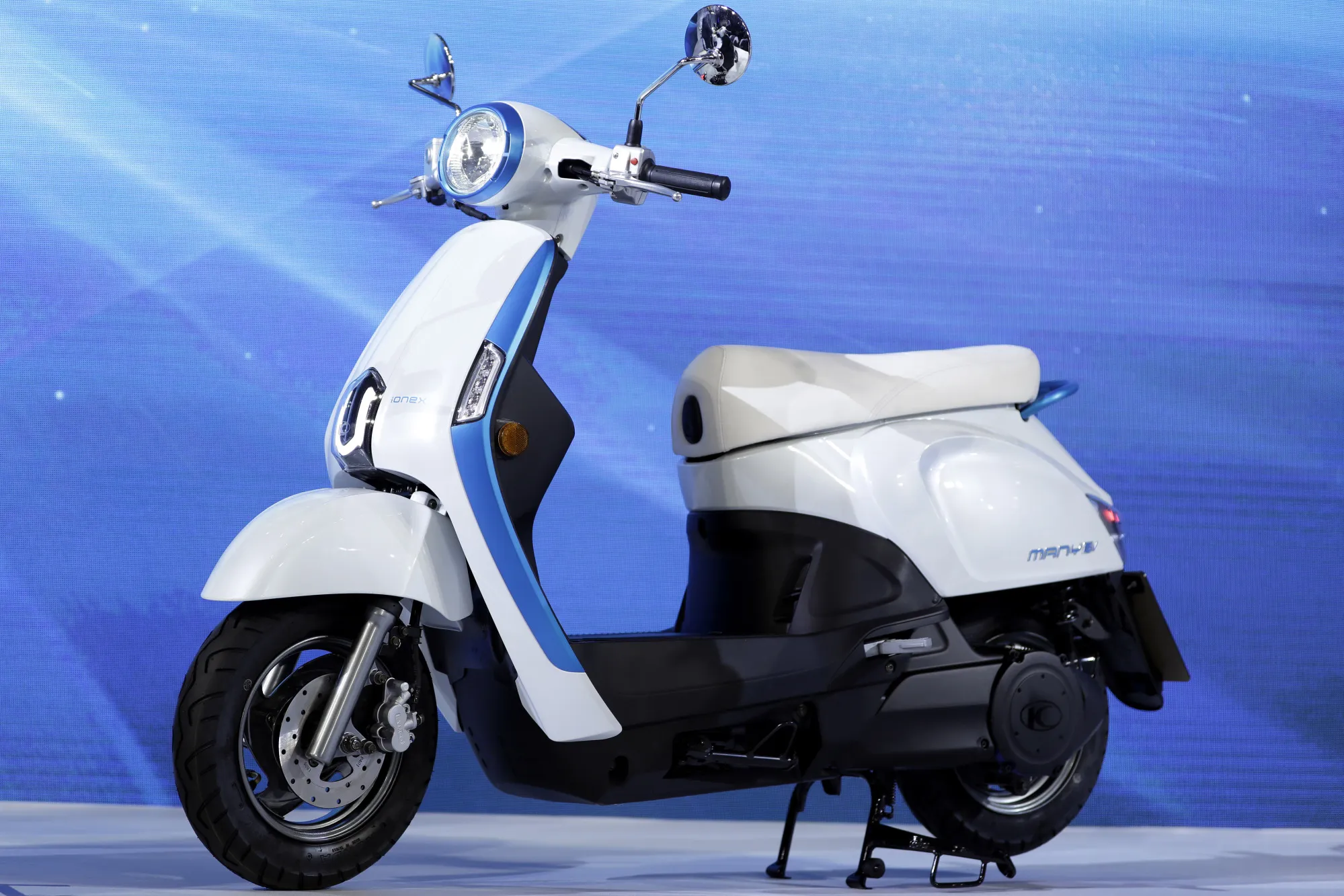 A Kymco Ionex electric motorcycle.