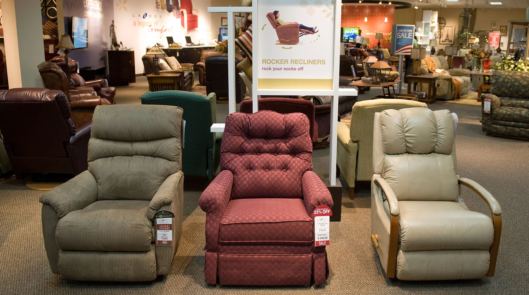 La-Z-Boy recliners at a store in La Mesa, California.