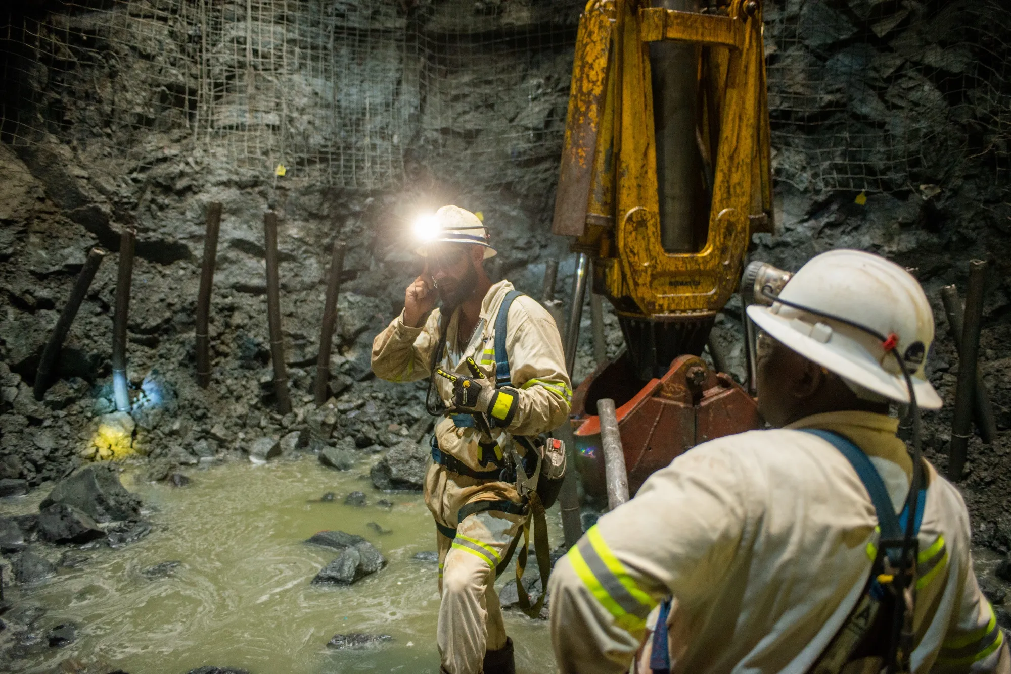 Operations in an underground shaft at a diamond mine in Letlhakane, Botswana.