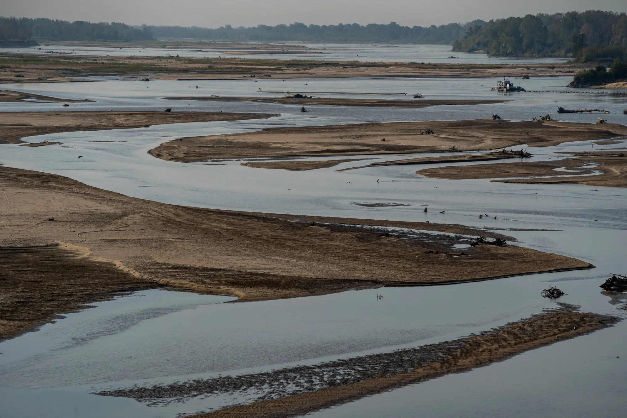 The Vistula river had record low water level in Warsaw, Poland, in 2025.