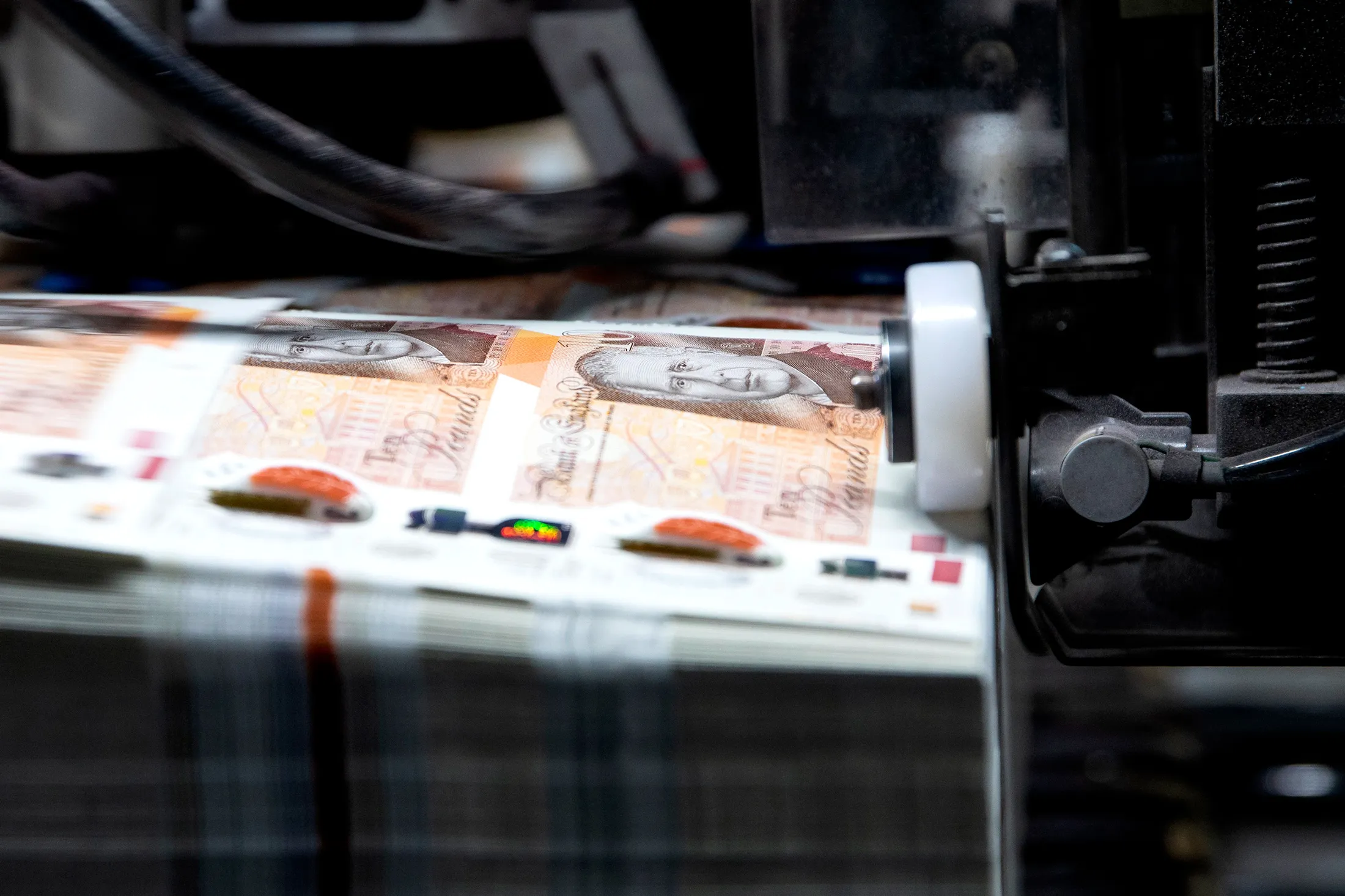 Production of new King Charles III £10 banknotes.