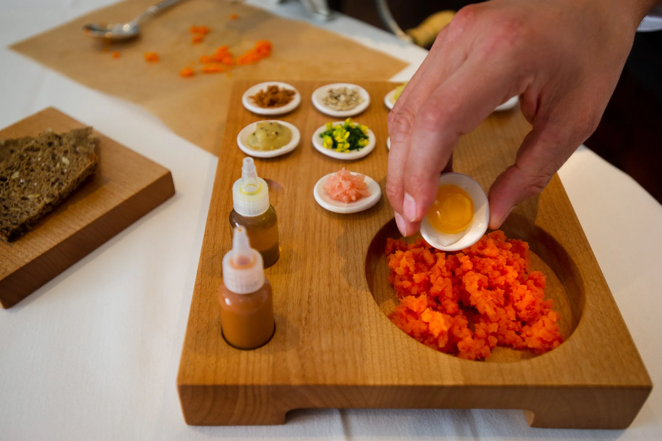 Eleven Madison Park featured vegetable forward carrot tartare in its 2012 menu. There will be no eggs in 2021.