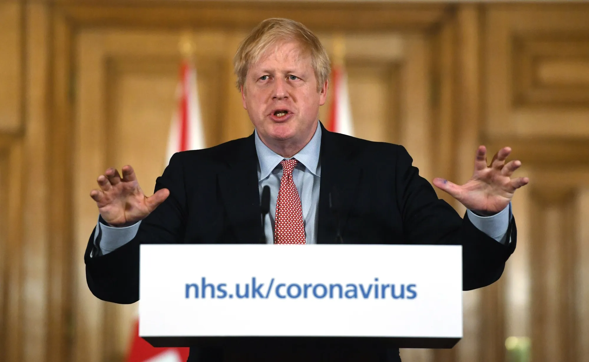 Boris Johnson, U.K. prime minister, speaks during a coronavirus news conference on March 12, 2020.&nbsp;