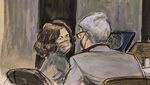 This courtroom sketch shows Ghislaine Maxwell, left, conferring with her defense attorney, Bobbi Sternheim, before the start of her&nbsp;trial in New York on Dec. 9.