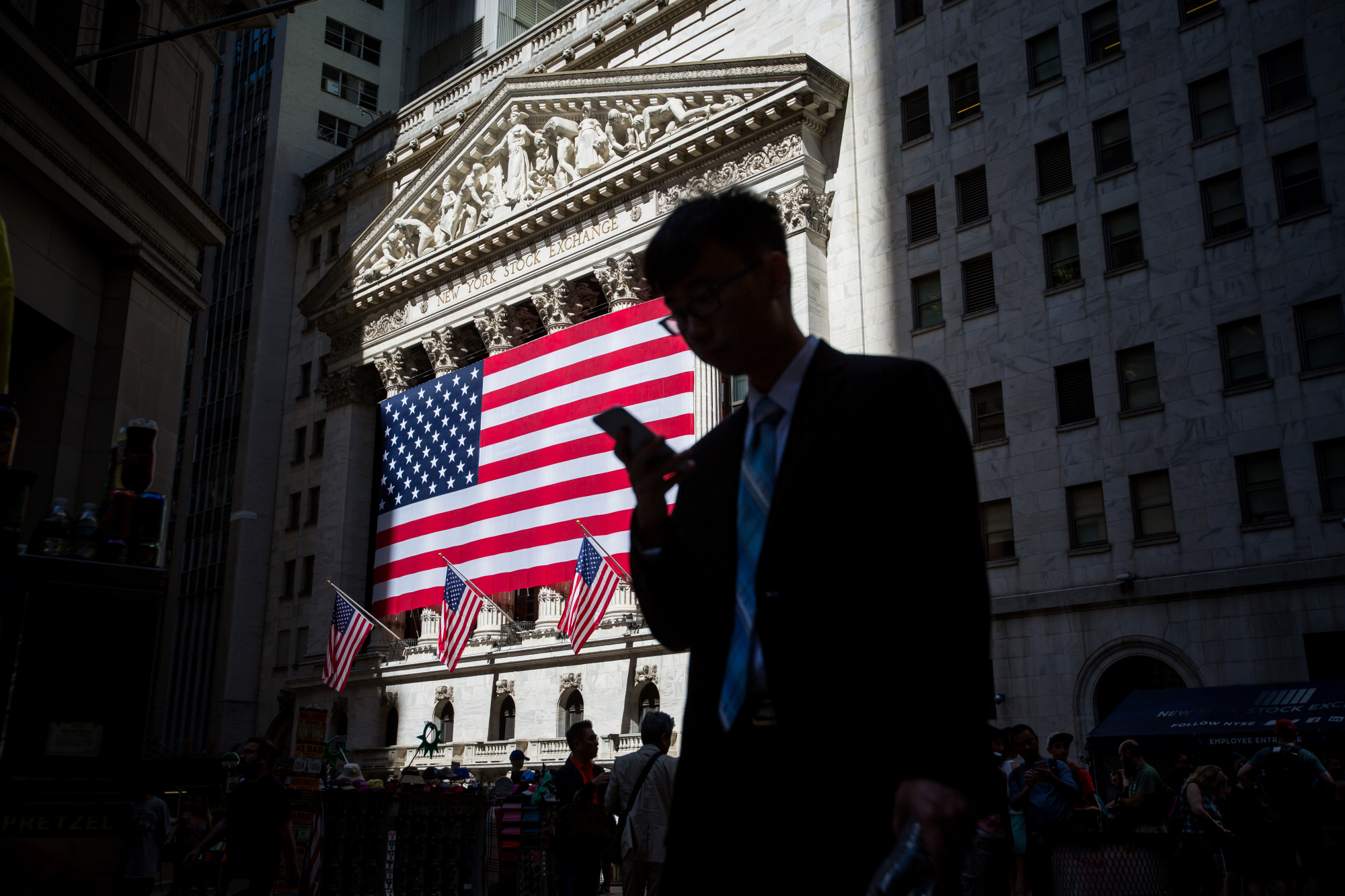 Trading On The Floor Of The NYSE As U.S. Stocks, Dollar Gain 
