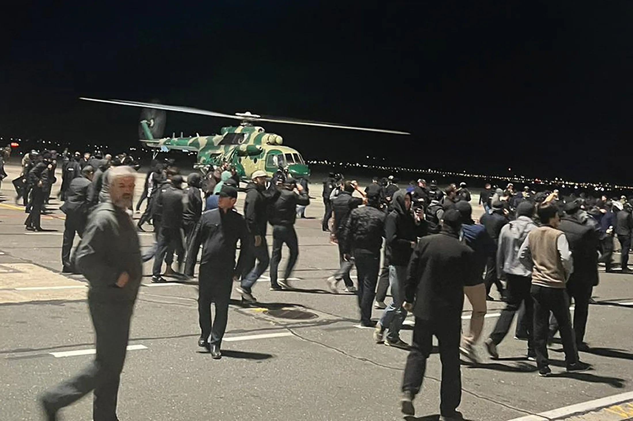 A crowd forced their way on to the tarmac at the airport in Makhachkala, Russia, on Oct. 30.